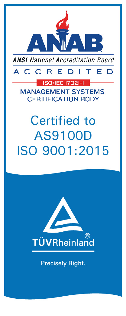 AS9100D and ISO 9001:2015 Certification provided by ANAB